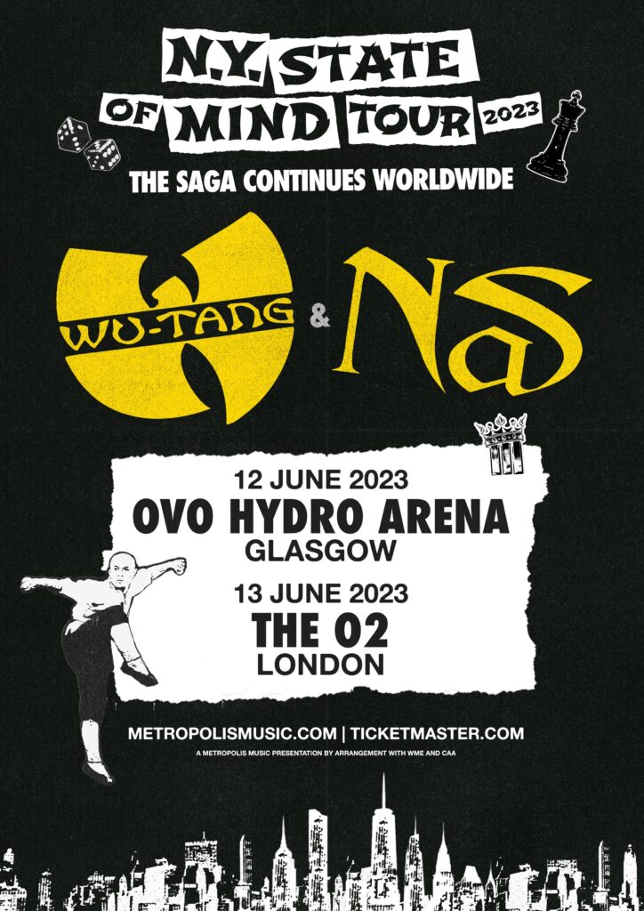 Wu Tang Clan Nas UK June 2023 tour poster