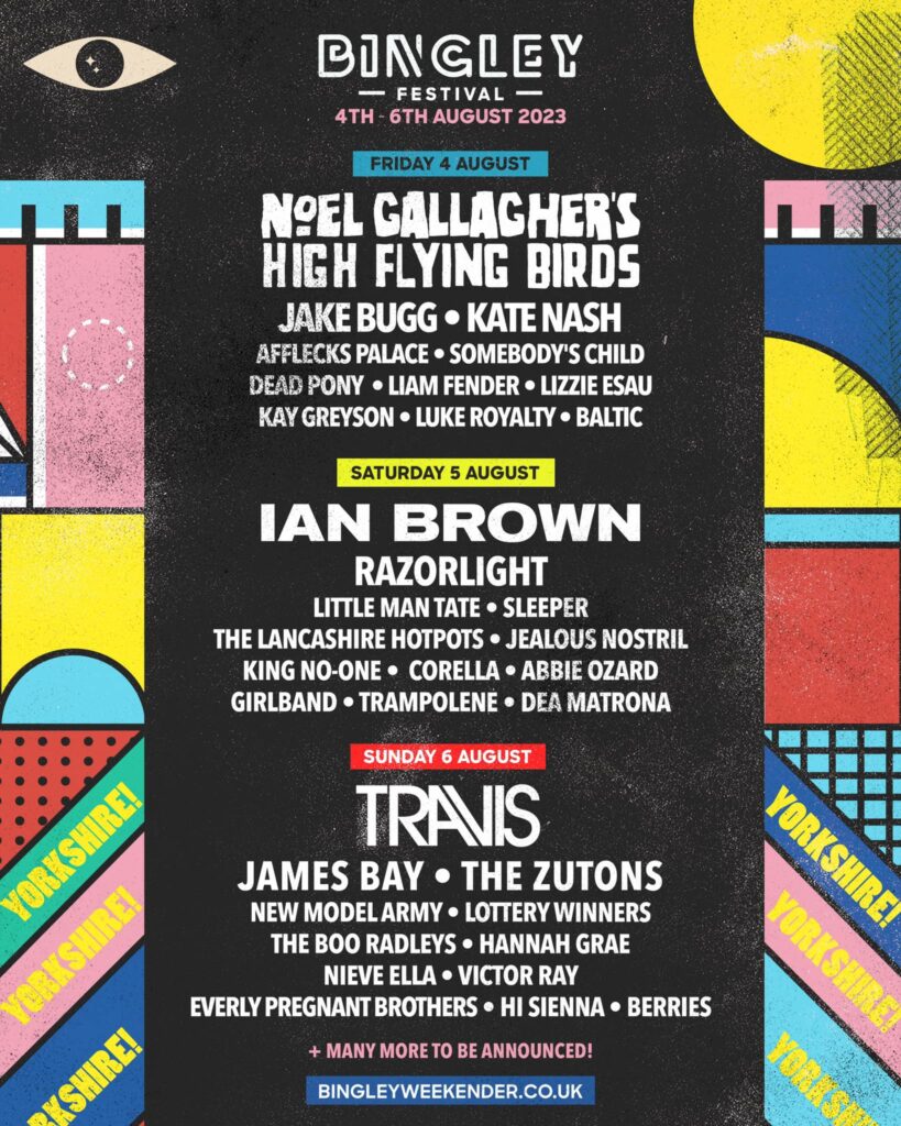 Bingley Weekender 2023 line up poster Bingley Weekender 2023 line-up poster