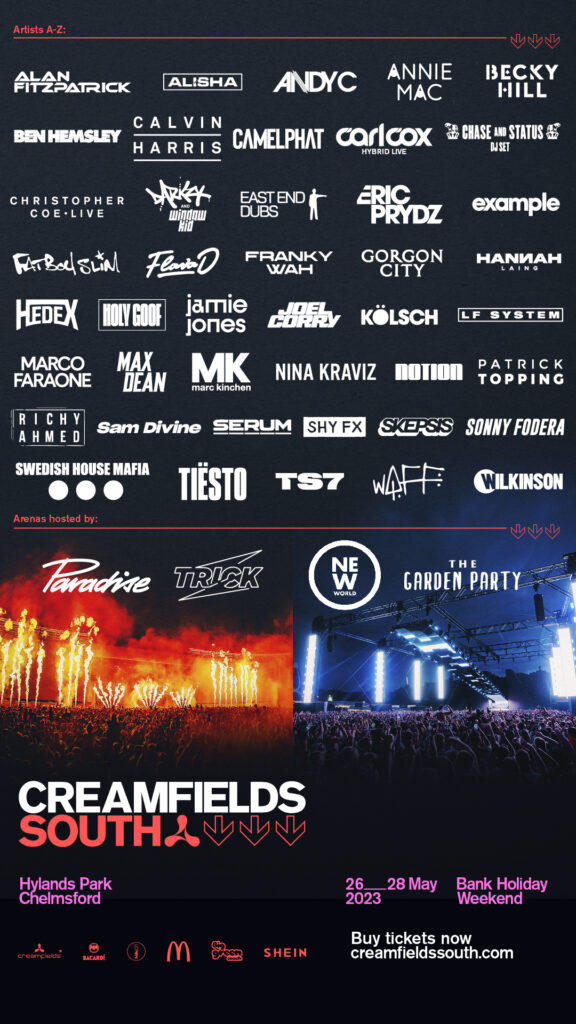 Creamfields South 2023 line up poster Creamfields South 2023 line-up poster