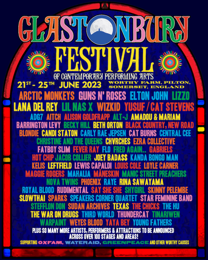 Glastonbury 2023 main line up poster v2 Glastonbury 2023 line-up poster v2