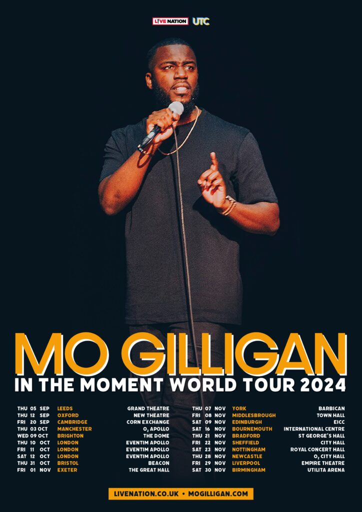 Mo Gilligan 2024 UK tour poster Mo Gilligan 2024 UK tour poster