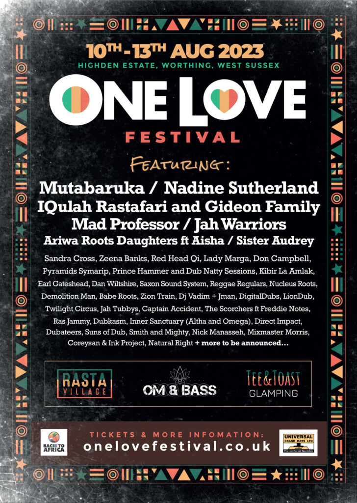 One Love 2023 line up poster One Love 2023 line-up poster