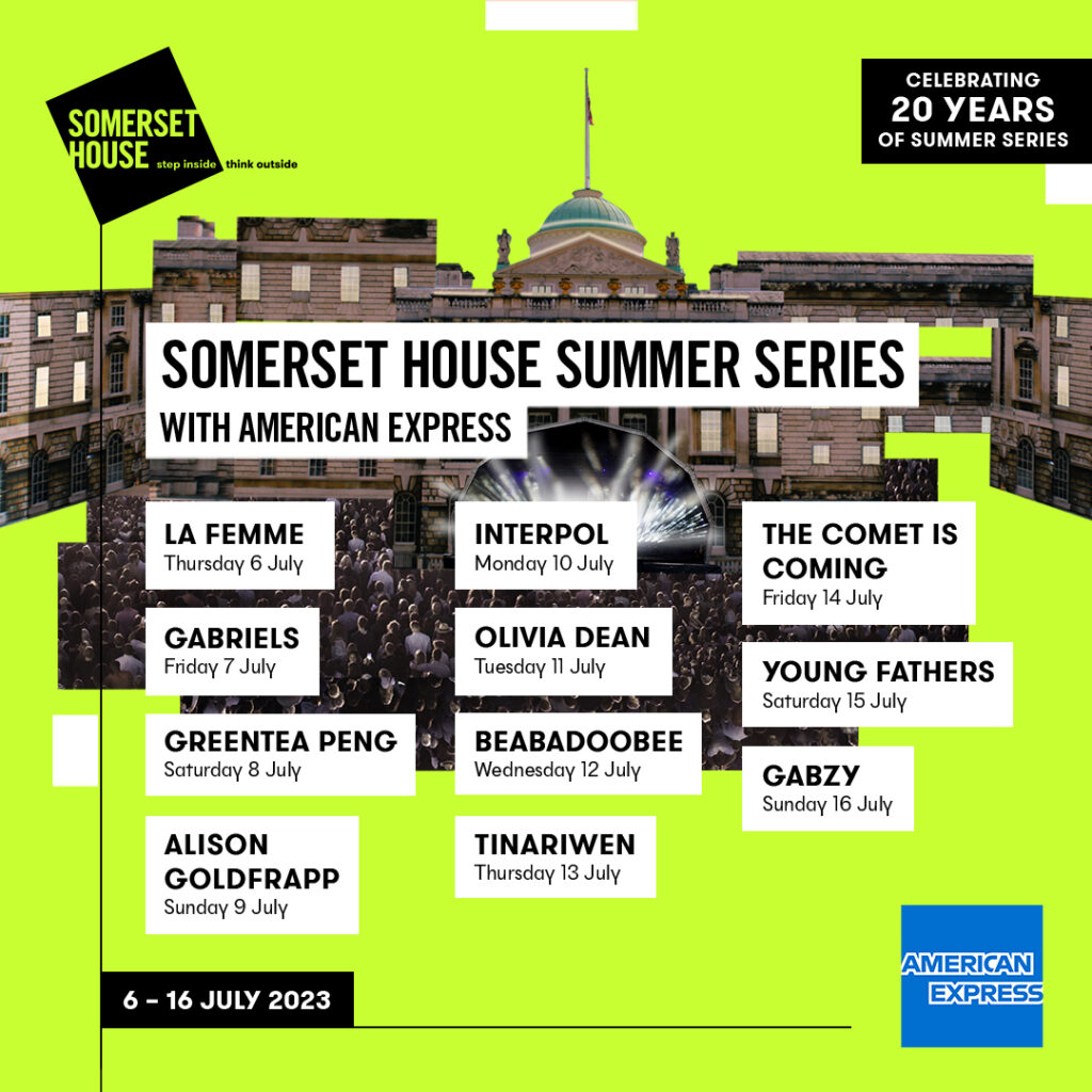 Somerset House Summer Series with American Express Artwork Somerset House Summer Series 2023 line-up poster