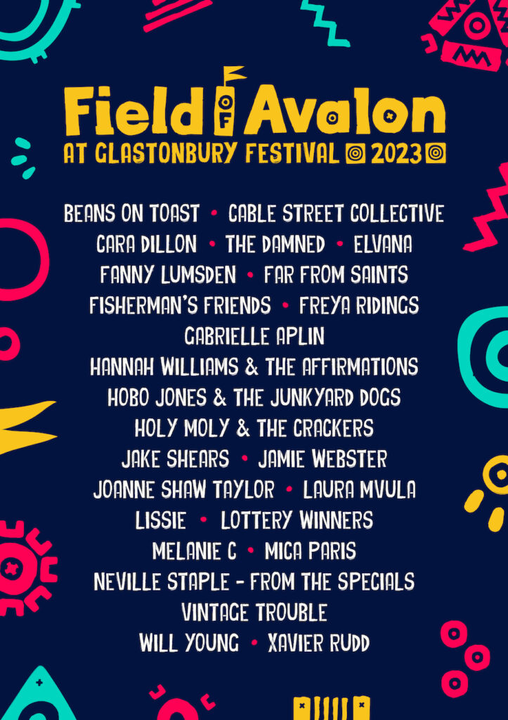 Glastonbury 2023 Field of Avalon line-up poster