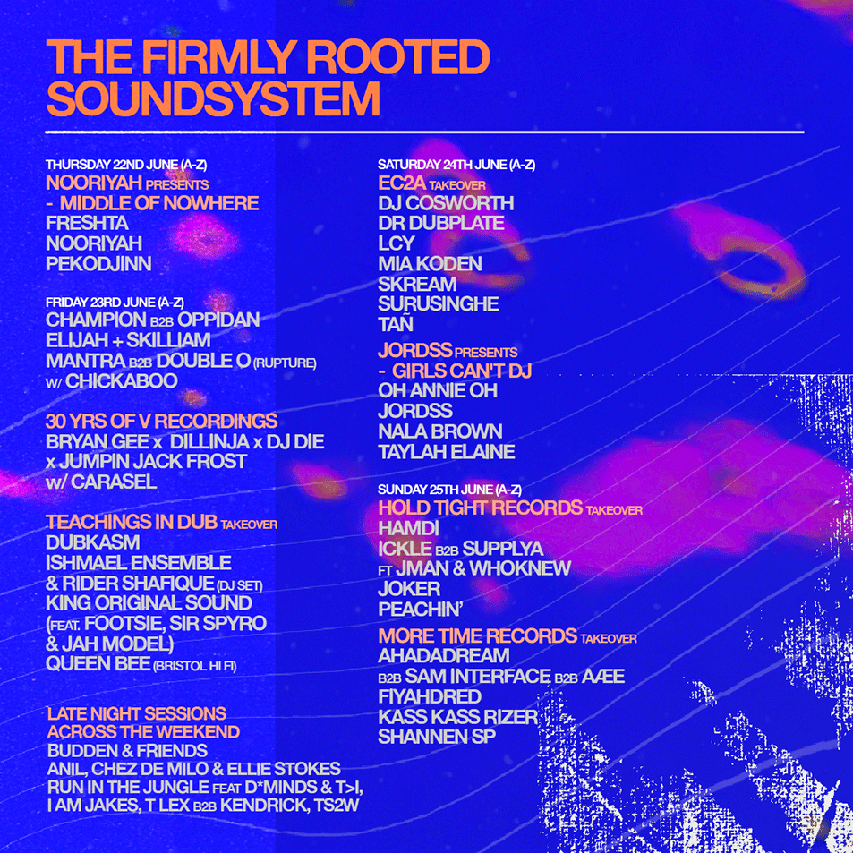 Glastonbury 2023 The Firmly Rooted Soundsystem line up poster Glastonbury 2023 The Firmly Rooted Soundsystem line-up poster