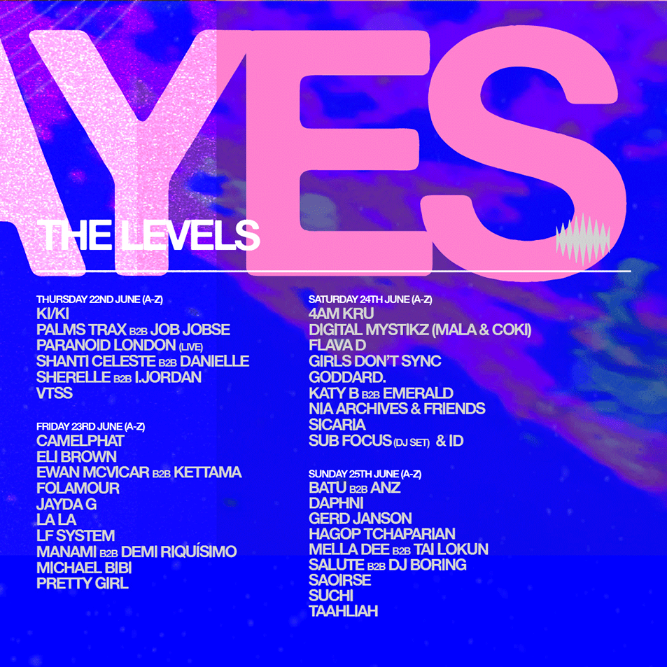 Glastonbury 2023 The Levels Stage line up poster Glastonbury 2023 The Levels Stage line-up poster