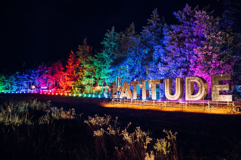 latitude festival 2022 gebpk website image tykd standard Latitude sign lit up at night