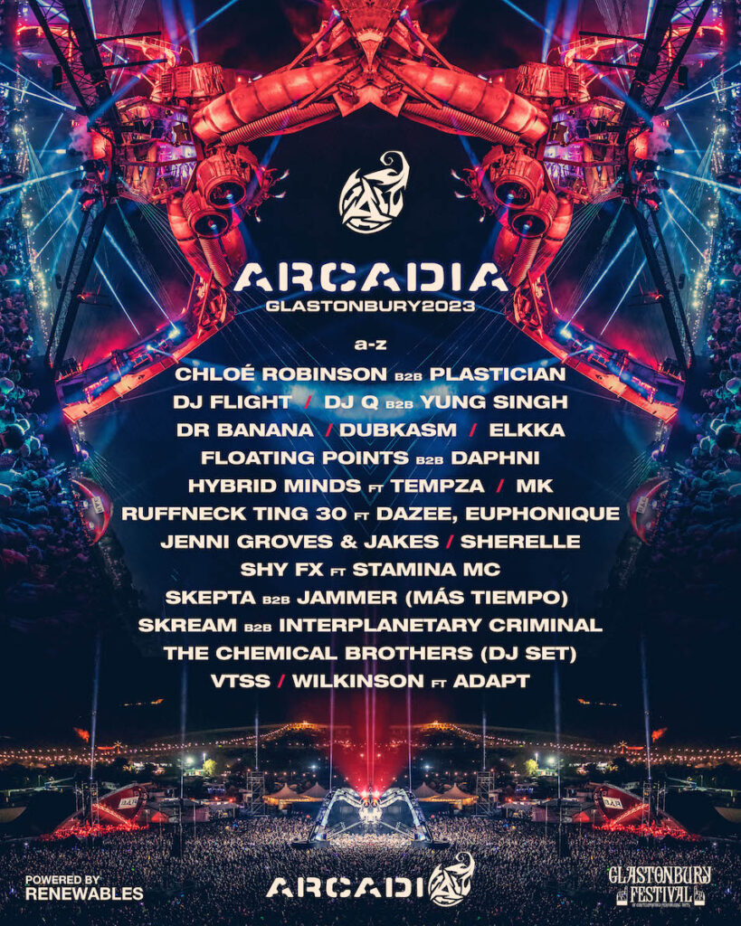 Glastonbury 2023 Arcadia line-up poster