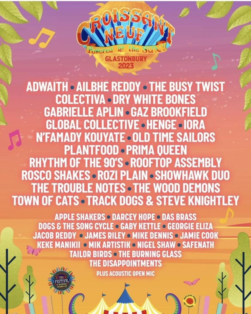 Glastonbury 2023 Croissant Neuf line-up poster updated version