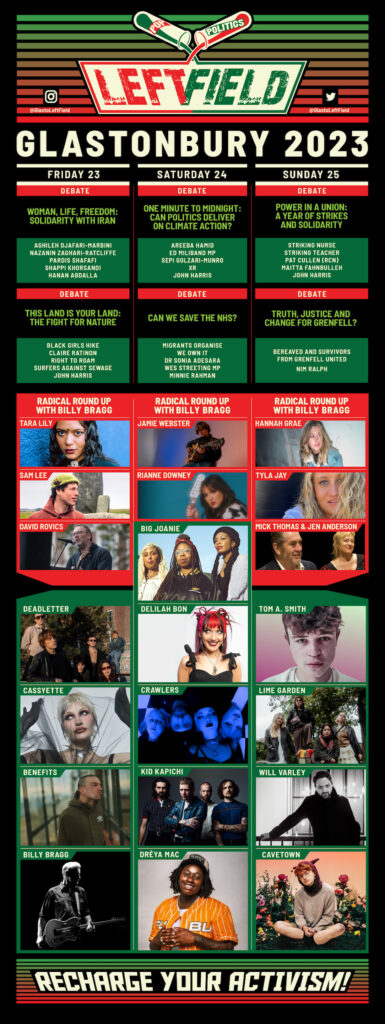 Glastonbury 2023 Left Field line-up poster