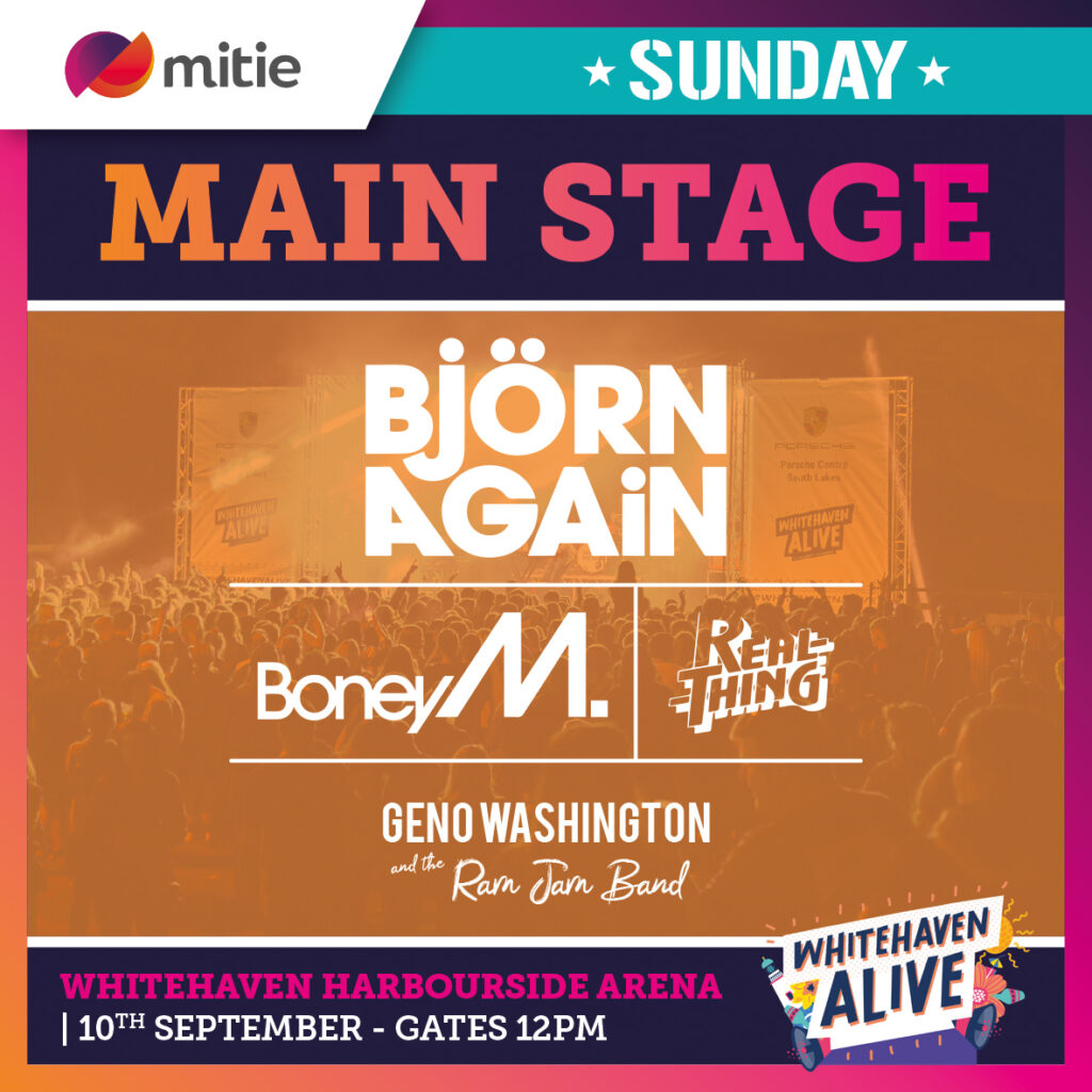 Whitehaven Alive Sunday 2023 line up poster Whitehaven Alive Sunday poster 2023