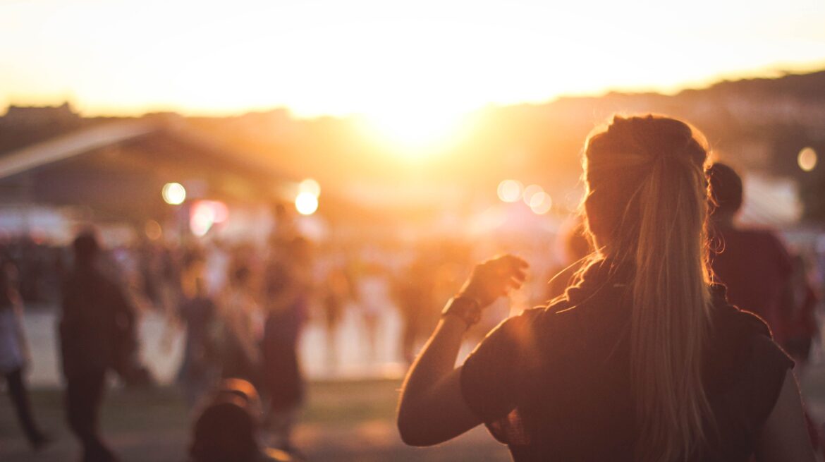 Festival stage girl sunset generic