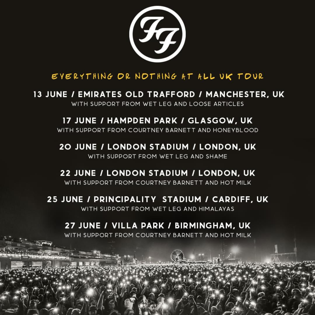 Foo Fighters 2024 UK tour poster