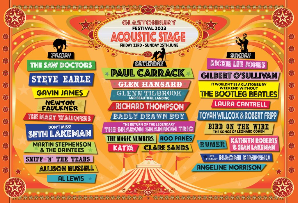 Glastonbury 2023 Acoustic Stage line-up poster