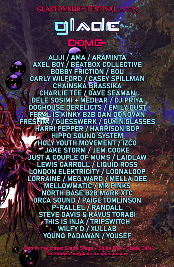 Glastonbury 2023 Glade Dome line-up poster