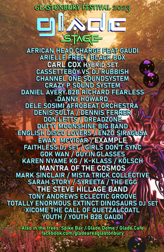 Glastonbury 2023 Glade Stage line-up poster