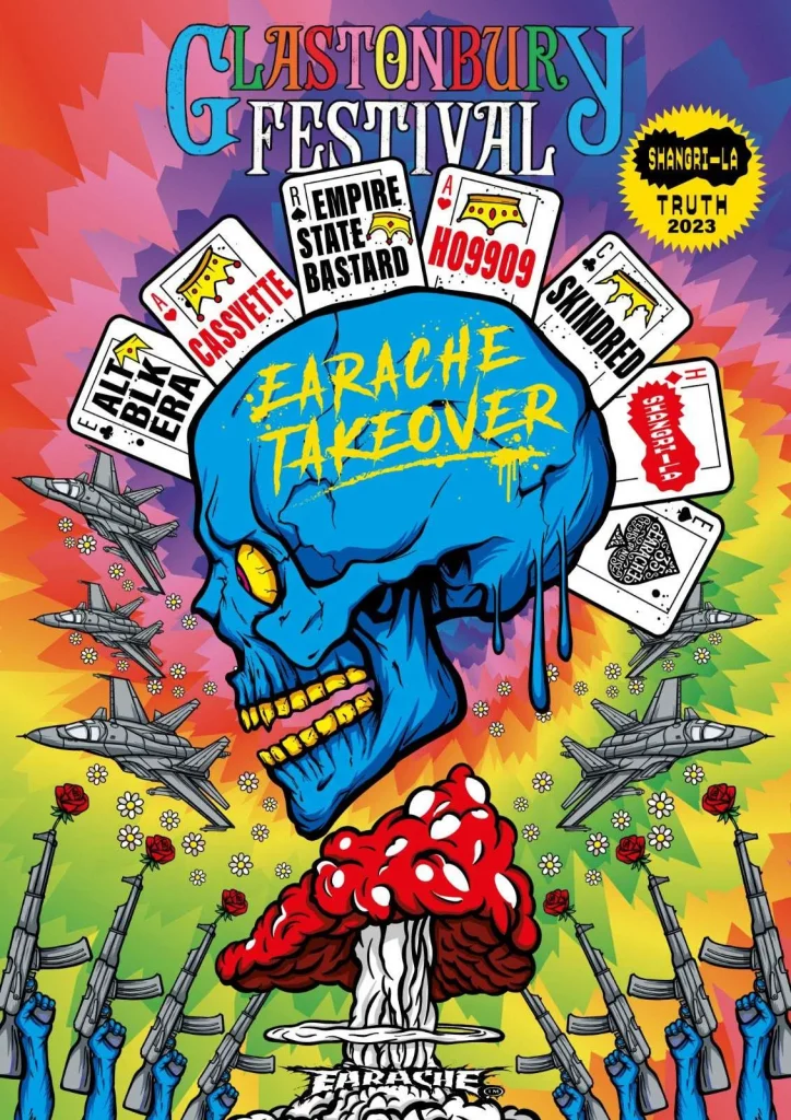 Glastonbury 2023 Shangri-La Earache Records Takeover line-up poster