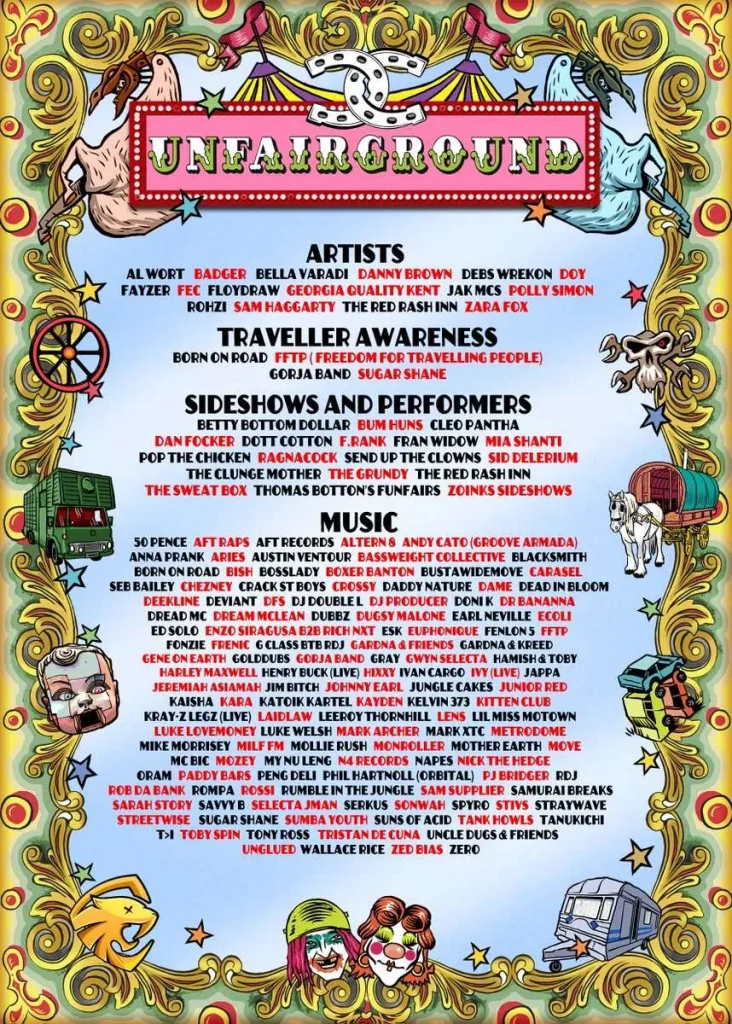 Glastonbury 2023 Unfairground line-up poster