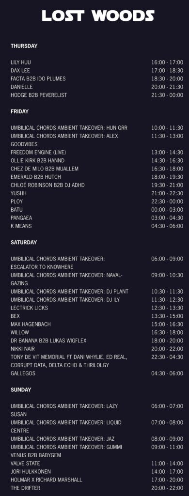 SGP 2023 Lost Woods set times poster