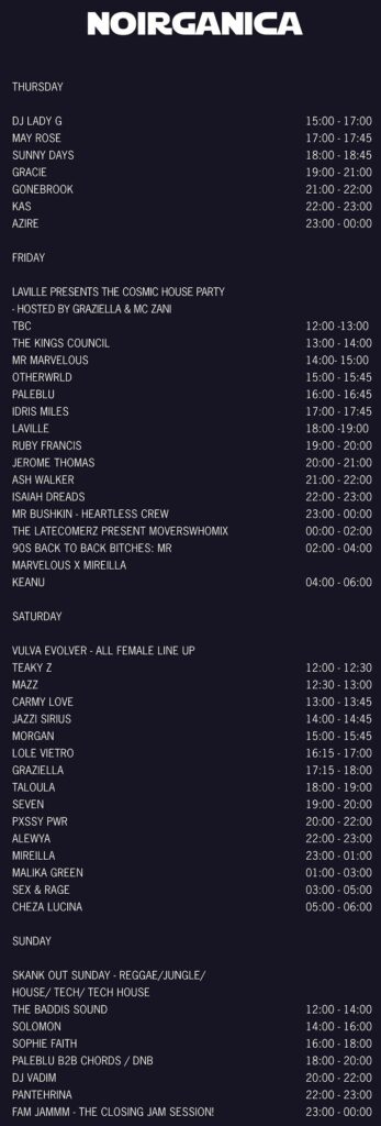 SGP 2023 Noirganica set times poster