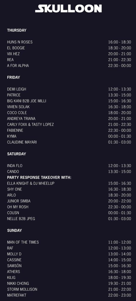 SGP 2023 Skulloon set times poster