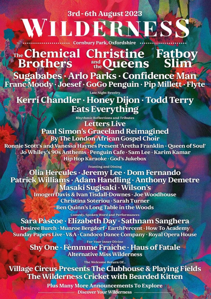 Wilderness Festival 2023 line up poster Wilderness Festival 2023 line-up poster