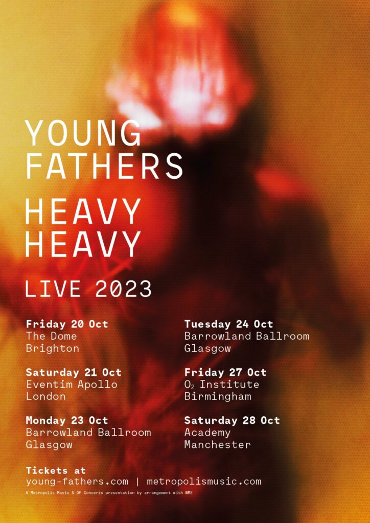 Young Fathers 2023 UK tour poster