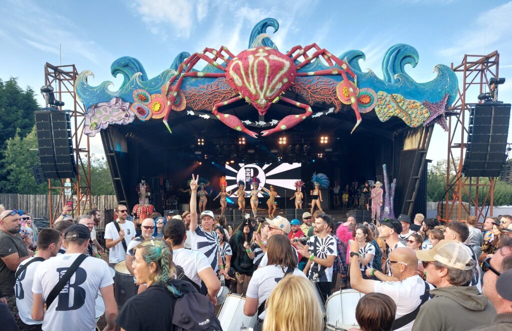 bloco b cropped The Magnificent Bloco B performing in the crowd at the Orchard Stage
