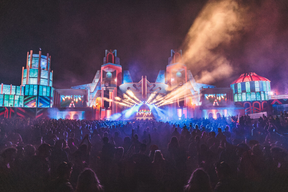 Boomtown Grand Central stage at night