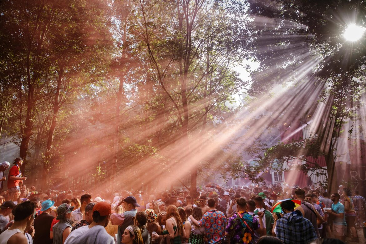 Lost Village Festival crowd in trees