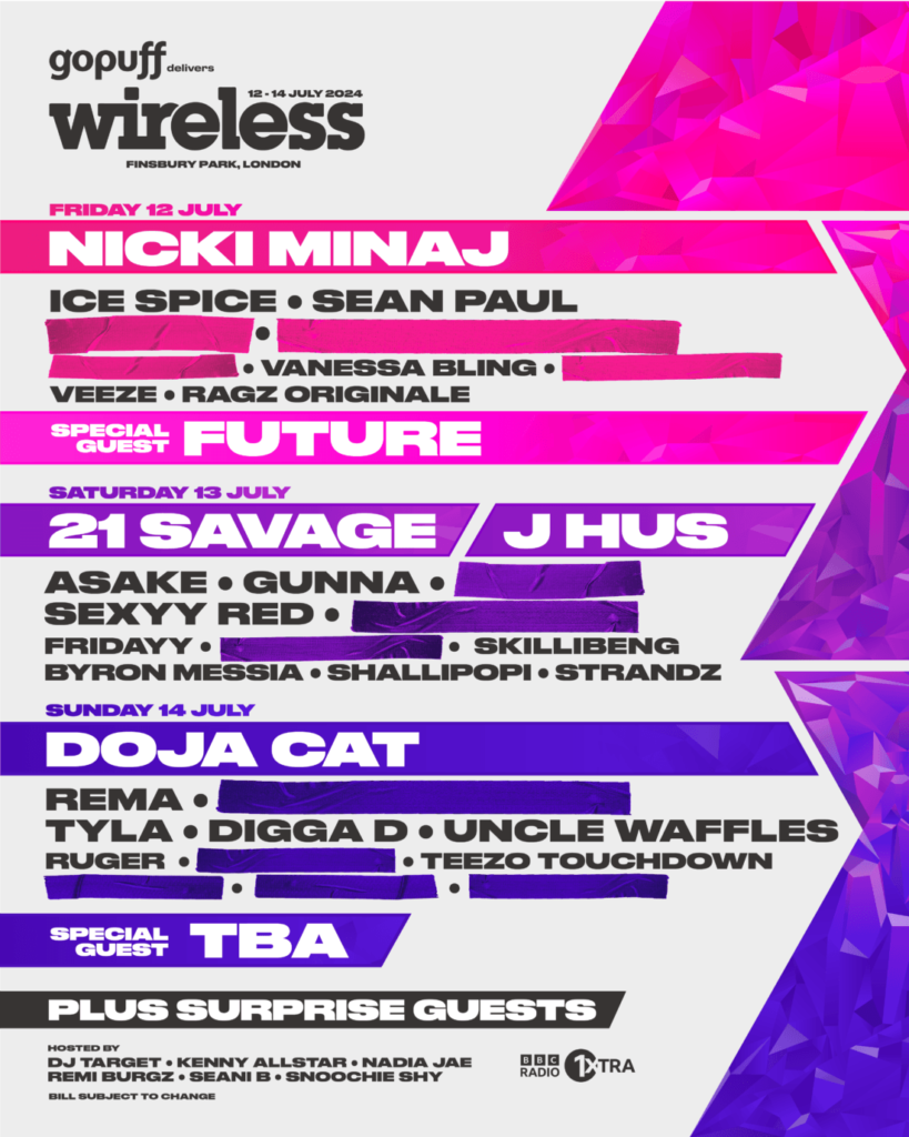 Wireless Festival 2024 line up poster Wireless Festival 2024 line-up poster