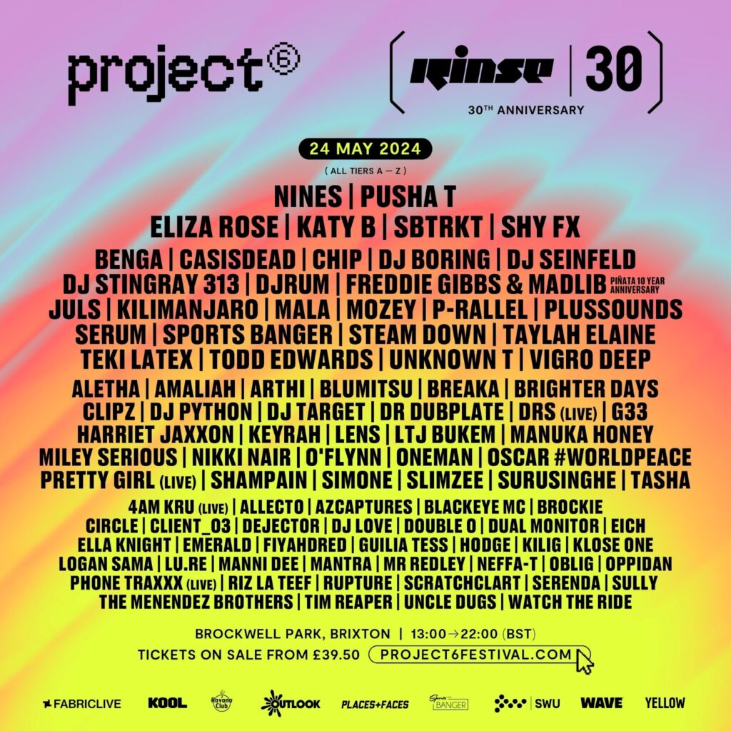 Project 6 2024 full line up poster Project 6 Festival line-up poster