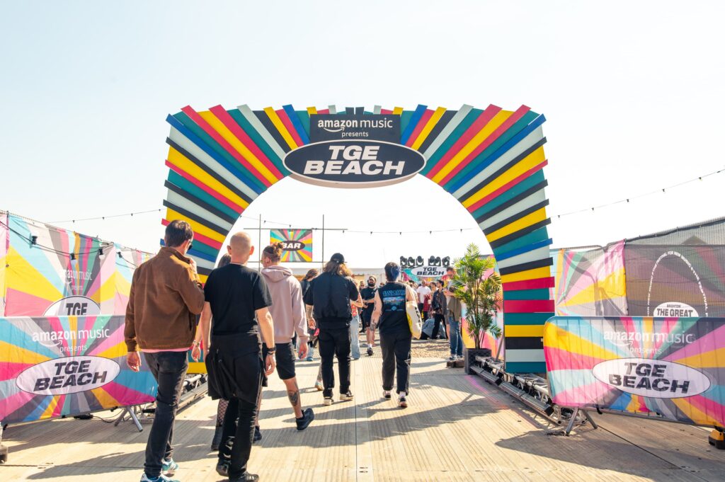 The Great Escape TGE Beach entry sign