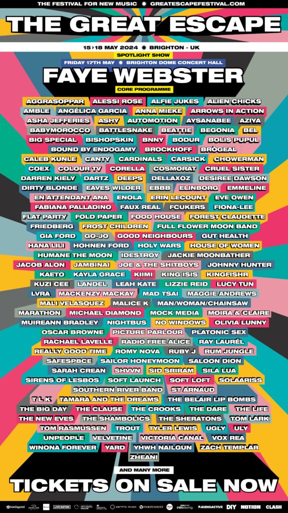 The Great Escape 2024 latest line-up poster