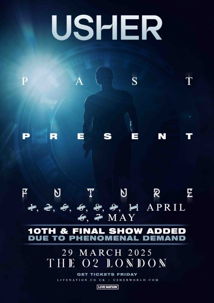 Usher London 10th O2 Date Usher The o2 London tour poster