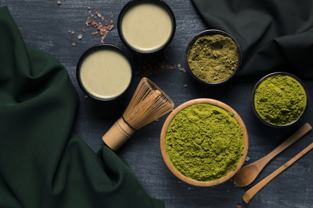 top view types granulation green tea top view types granulation green tea
