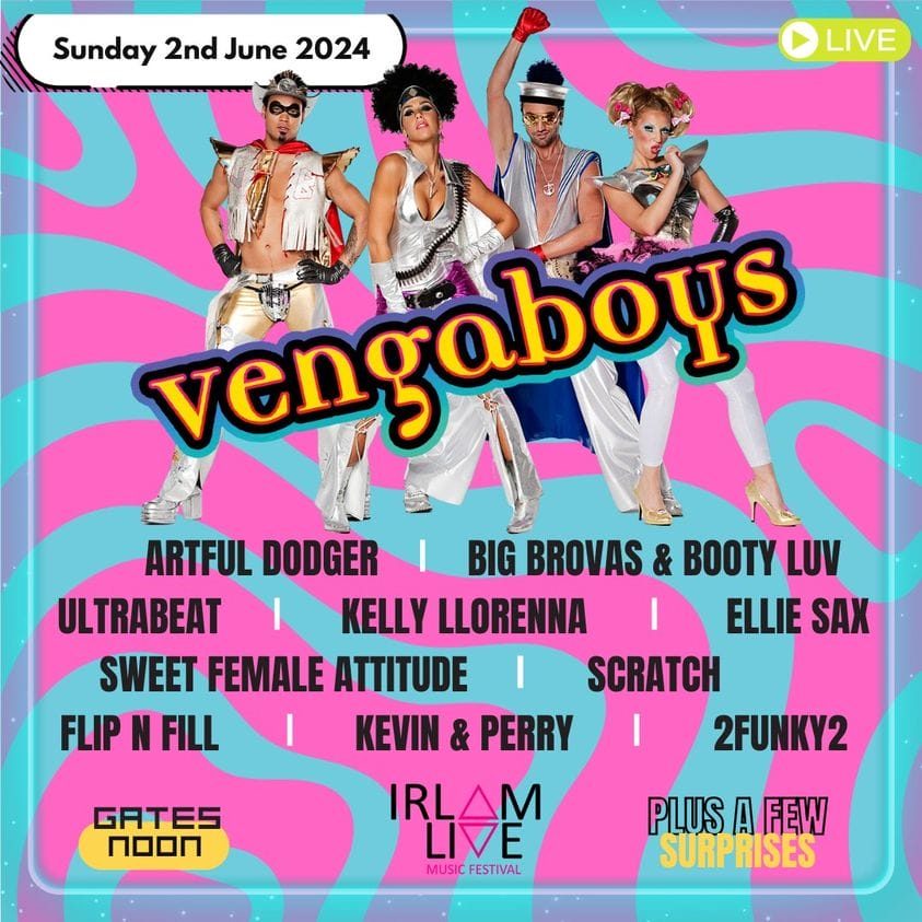 432734635 921340736662896 8116945765992479497 n Irlam Live Vegaboys 2024 line-up poster