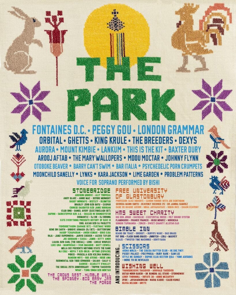 Glastonbury 2024 the park line up poster Glastonbury 2024 the park line-up poster