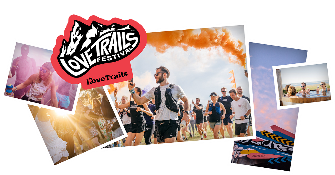 Love Trails Festival logo and photos graphic