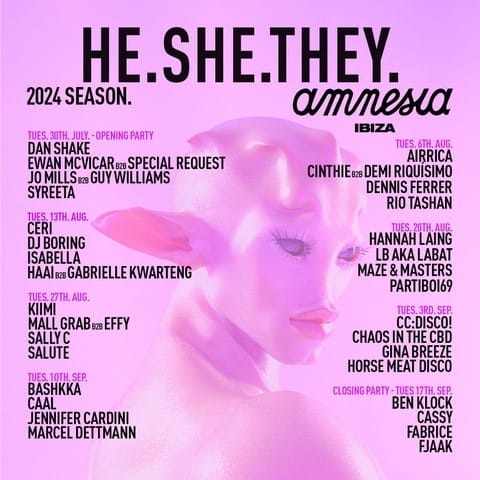 He She They 2024 Ibiza line ups poster He She They 2024 Ibiza line-ups poster