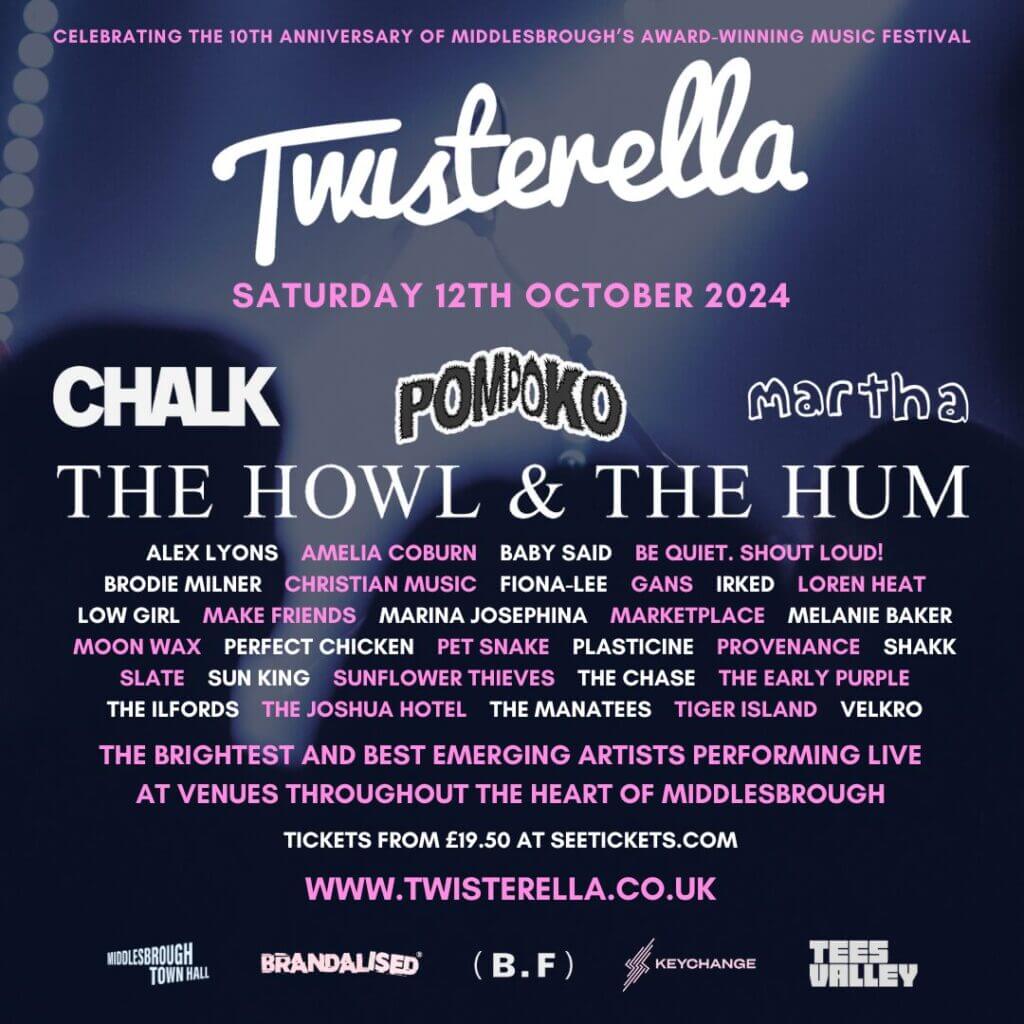 Twisterella 2024 line up poster Twisterella Festival line-up poster for 2024