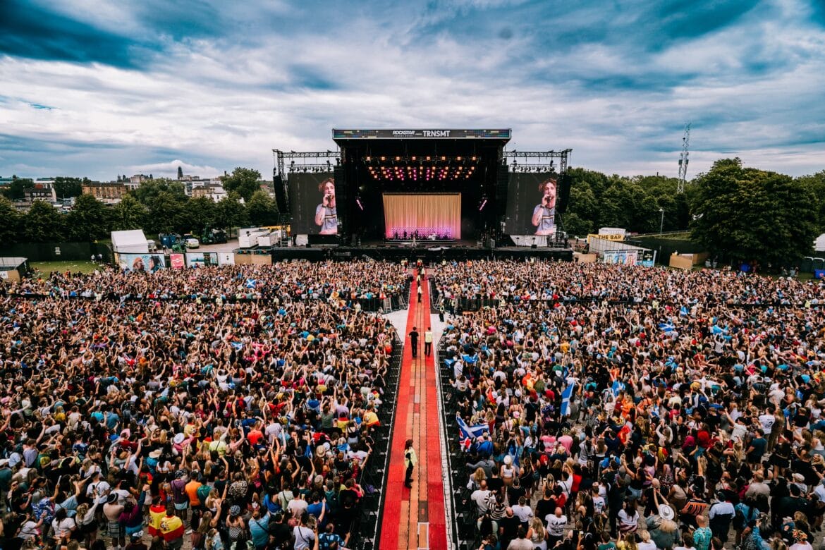 TRNSMT main stage aerial image with crowd