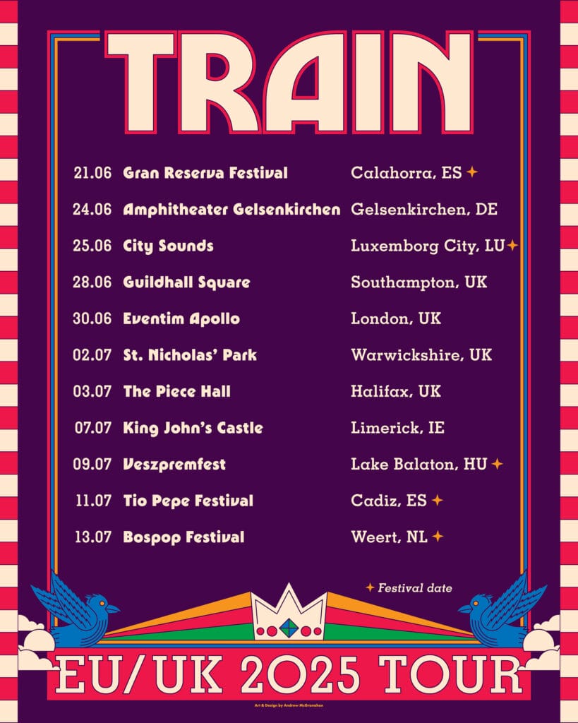 Train 2025 EU/UK tour poster