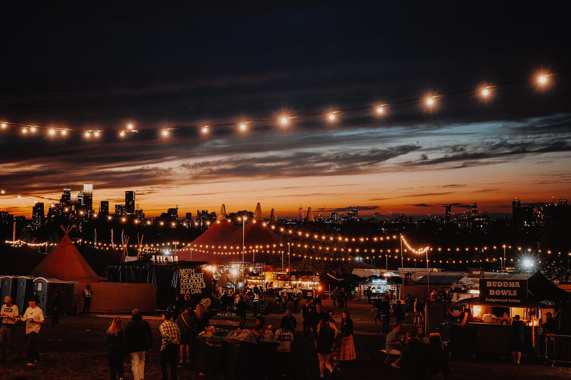Wide Awake Festival skyline at sunset