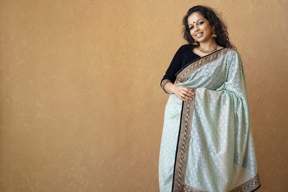 young indian woman wearing sari