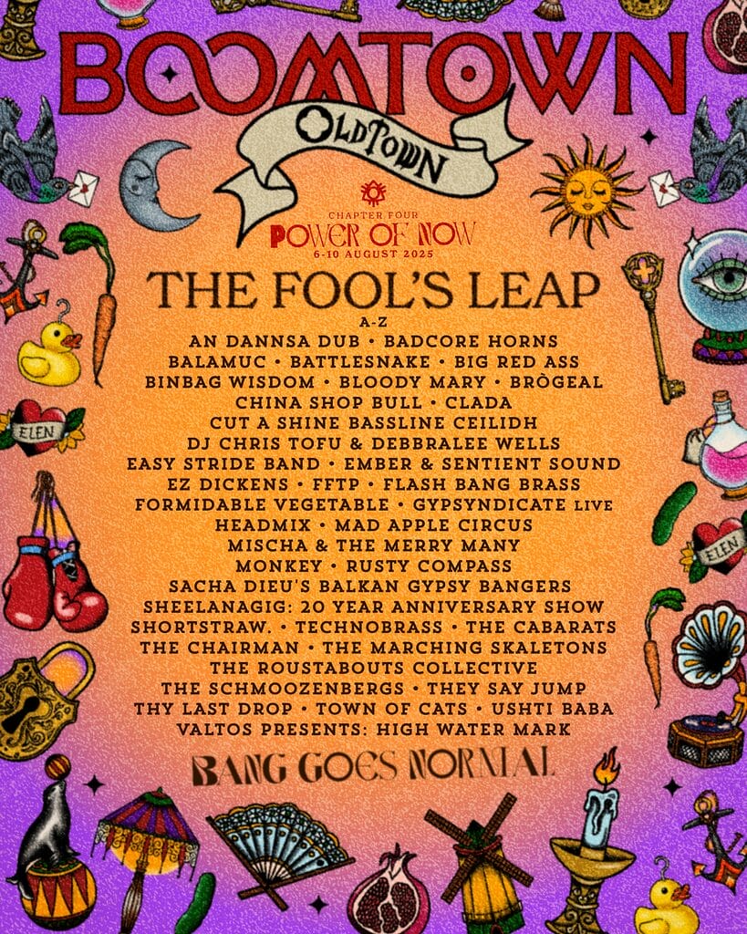 Boomtown 2025 Oldtown Fools Leap line up poster