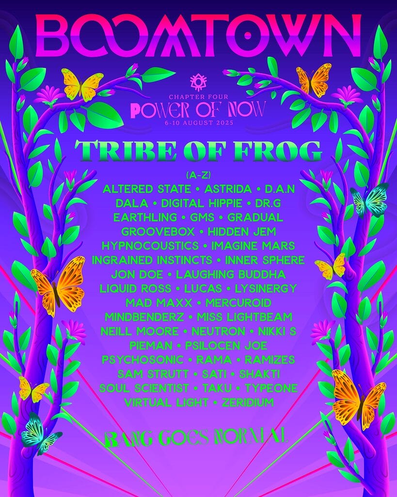 Boomtown 2025 Tribe of Frog line up poster
