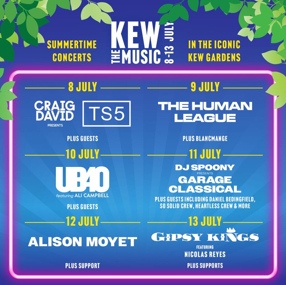 Kew The Music line up poster Kew The Music line-up poster