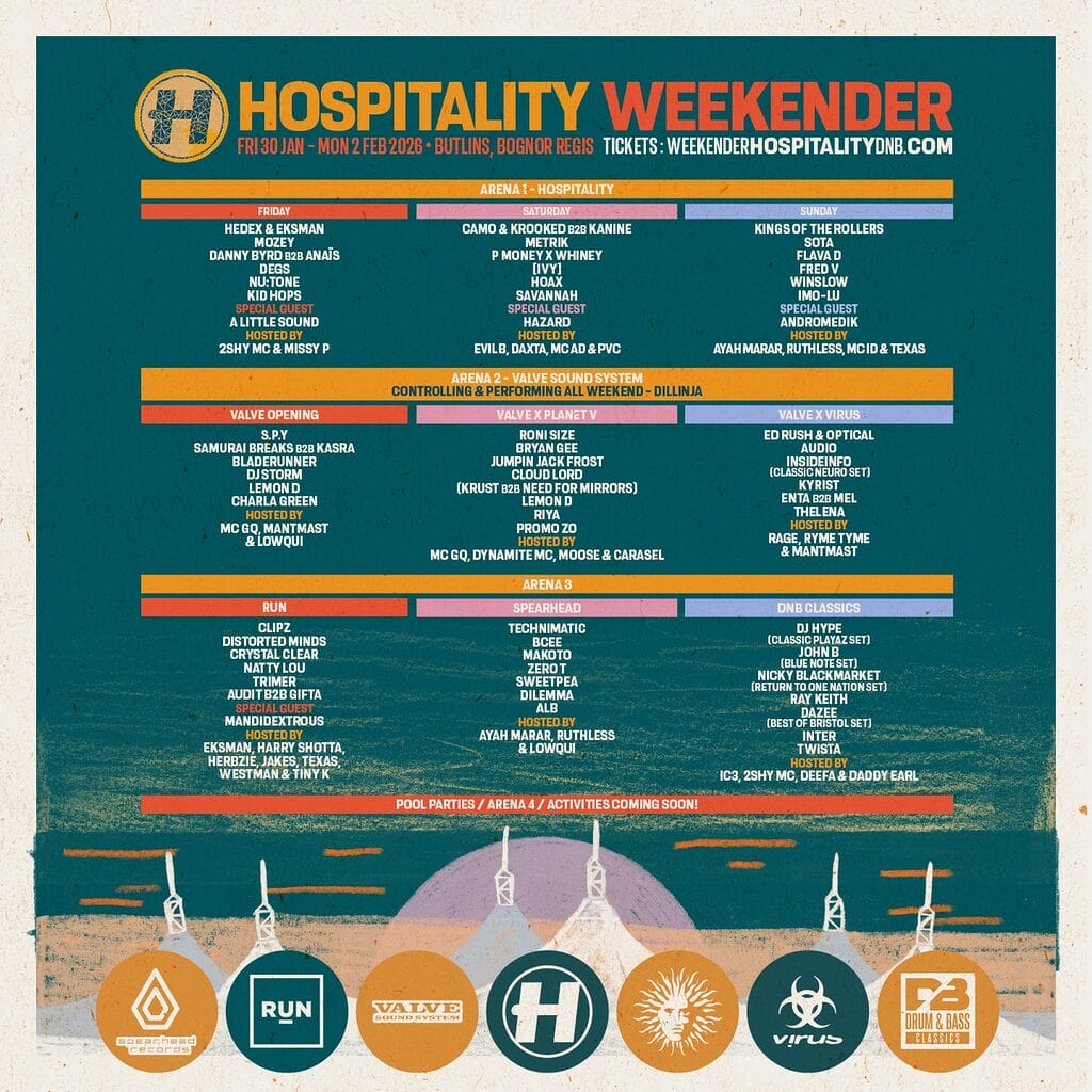 Hospitality Weekender 2026 line up poster Hospitality Weekender 2026 line up poster