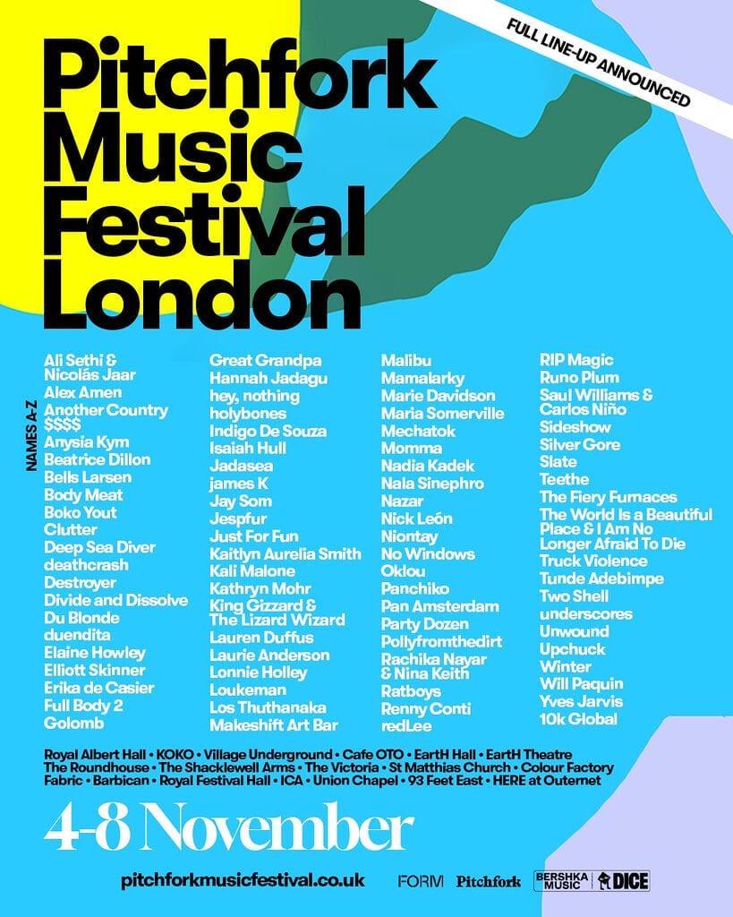 Pitchfork Music Festival 2025 line-up poster